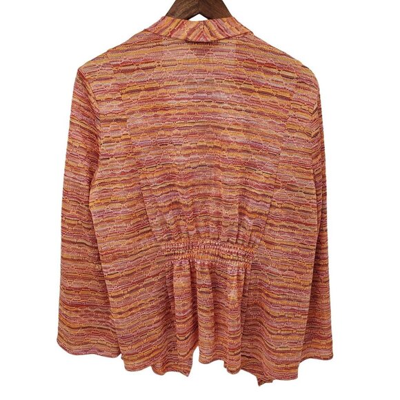 Peck & Peck Womens Striped Knit Cardigan‎ Sweater Sz 16 Orange Open Front - Picture 2 of 8
